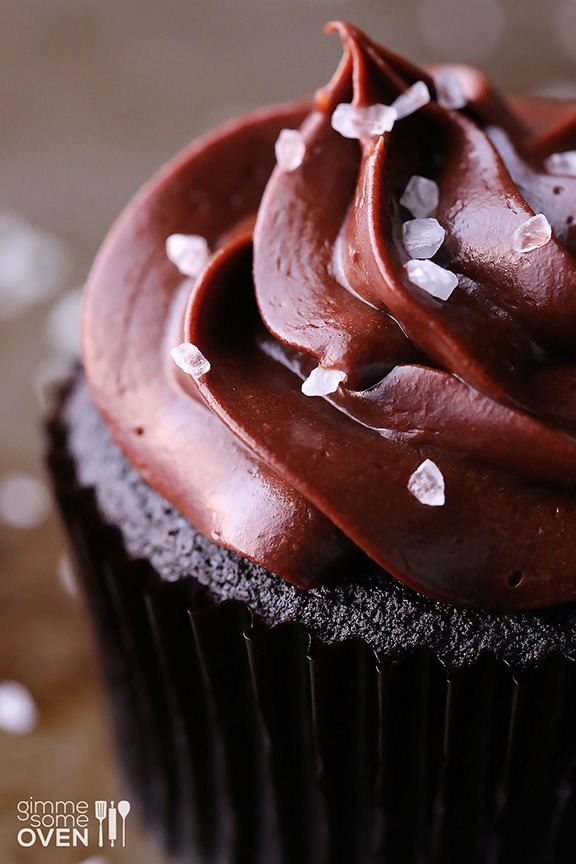 Salted Dark Chocolate Cupcakes
