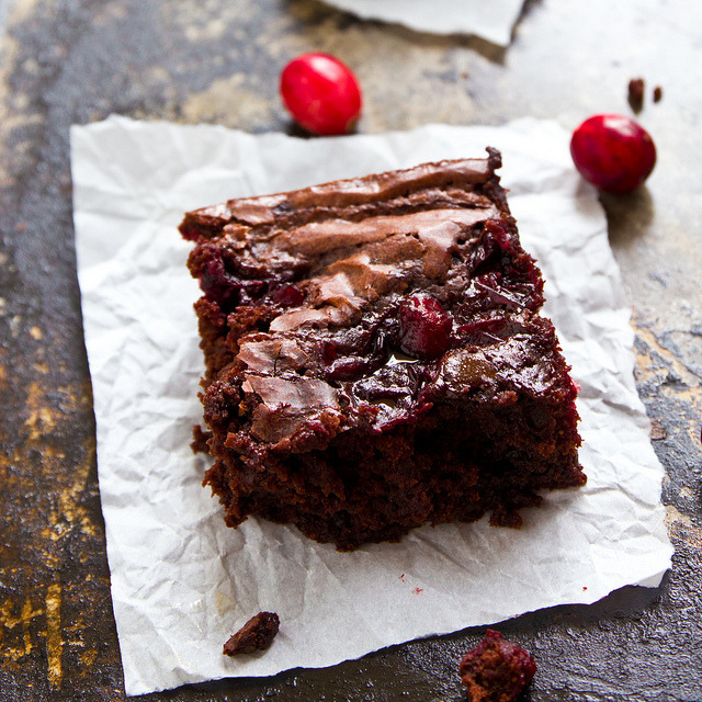 Leftover Cranberry Sauce Brownies