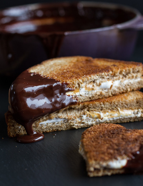 Toasted Fluffernutters with Cabernet Chocolate Fondue Half Baked Harvest on We Heart It.