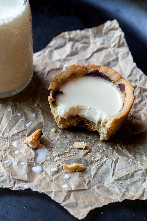 Chocolate Chip Cookie Cups with Panna Cotta Milk