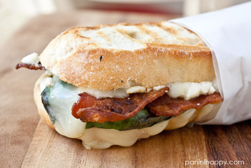 Brie, Basil, Bacon and Blue Cheese Panini