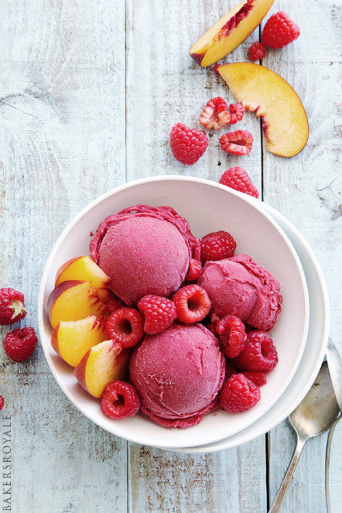 Raspberry and Peach Sorbet Bakers Royale