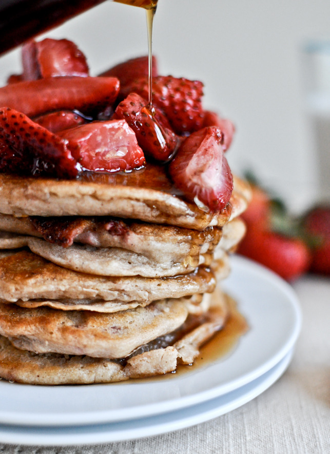 Roasted Strawberry Brown Butter Pancakes